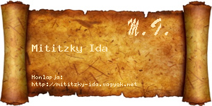 Mititzky Ida névjegykártya